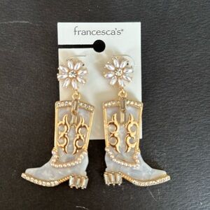 Francesca’s White Cowboy Earrings